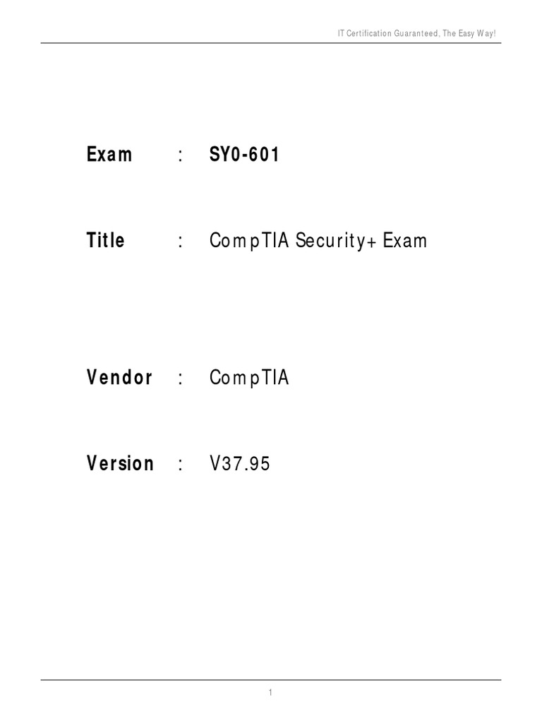 CompTIA Security Plus SY0601 Studylib PDF