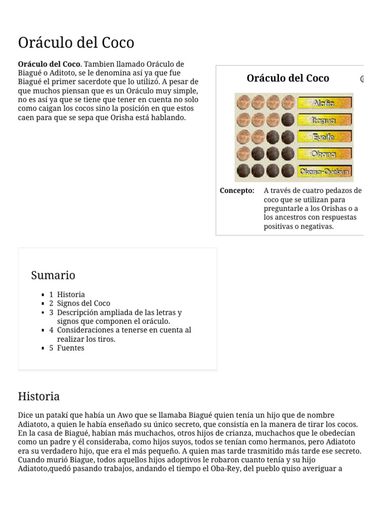 Significado del Oráculo del Coco en Santería | PDF | Santeria
