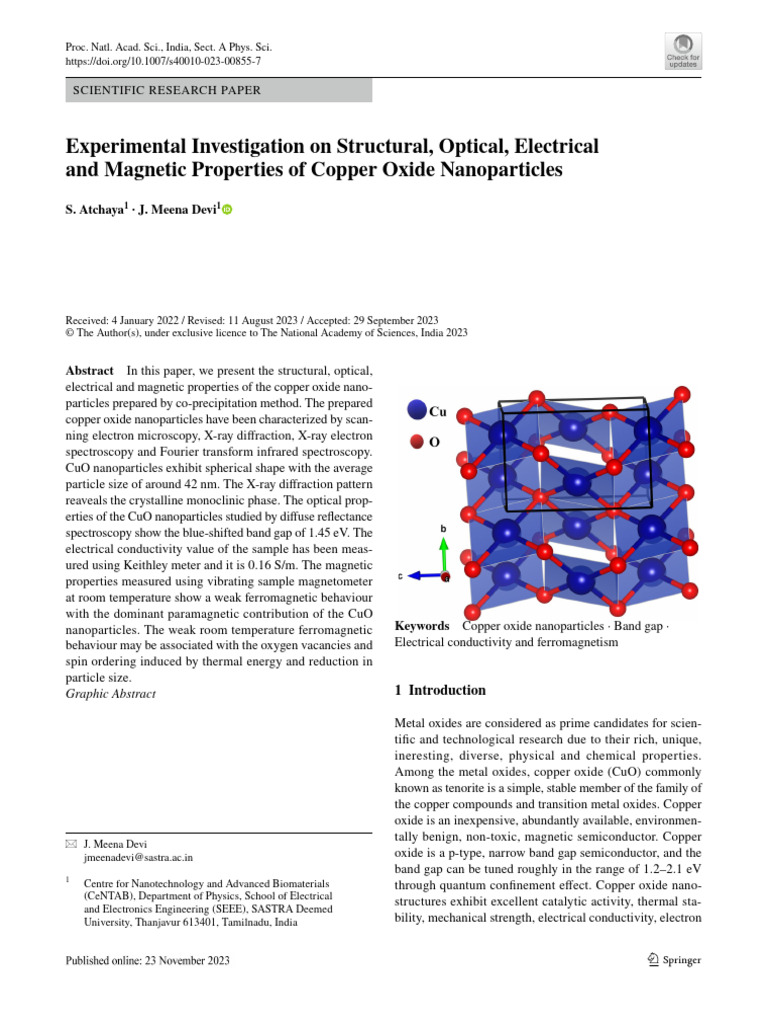 Copper Oxide Nanoparticles Study | PDF | Social Science | Technology ...
