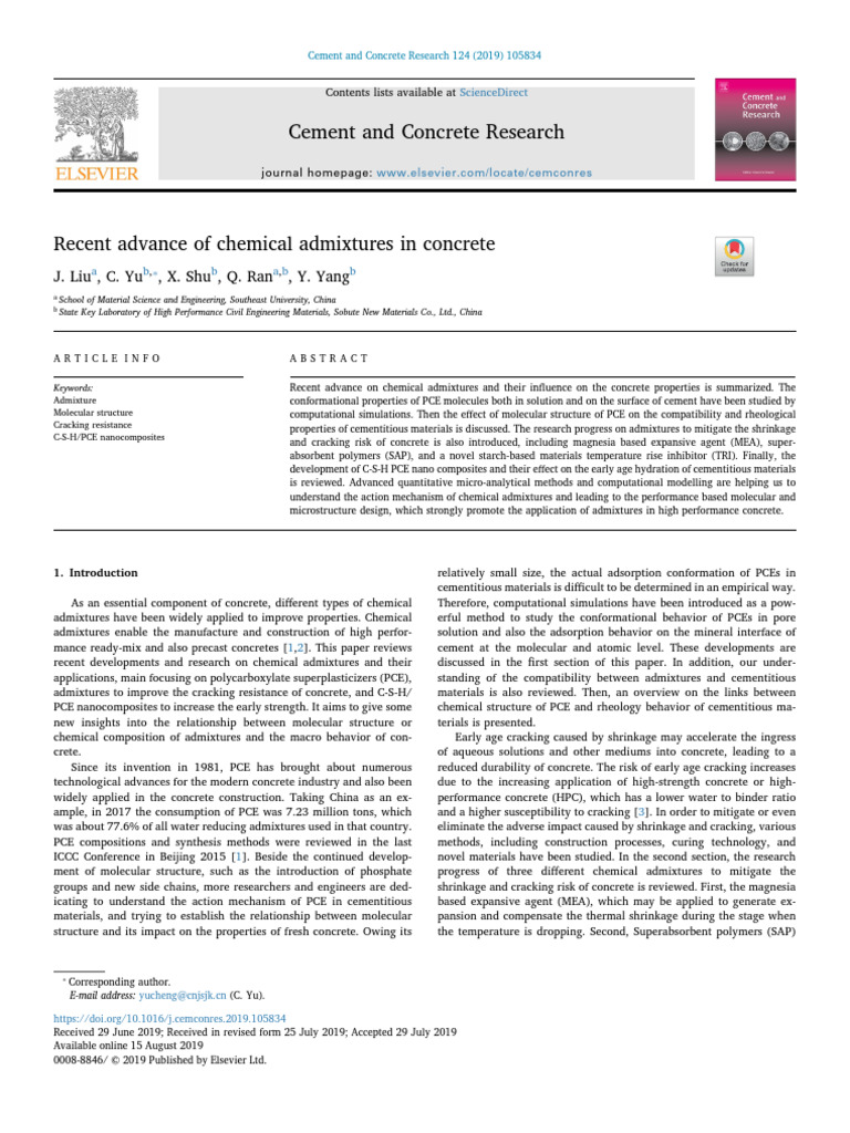 Recent Advance of Chemical Admixtures in Concrete | PDF | Concrete ...
