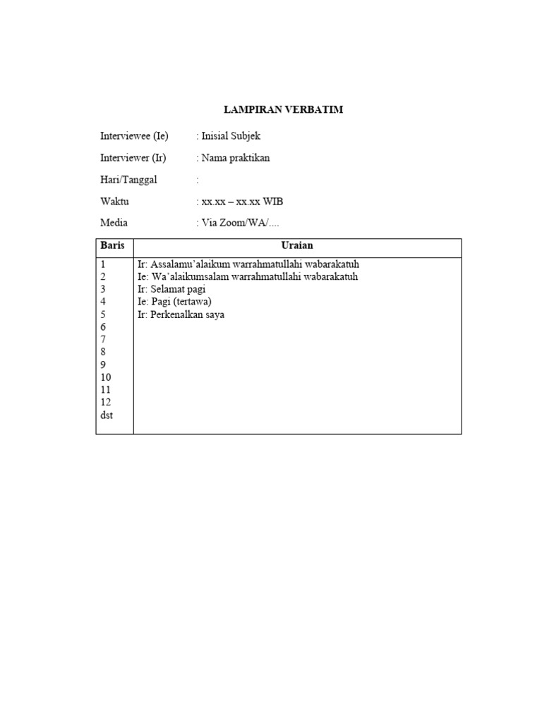 FORMAT Verbatim | PDF | Kajian Bahasa Asing
