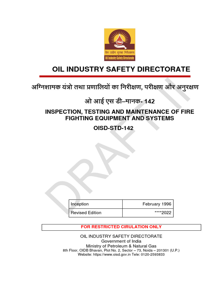 Oisd STD 142 Draft II | PDF