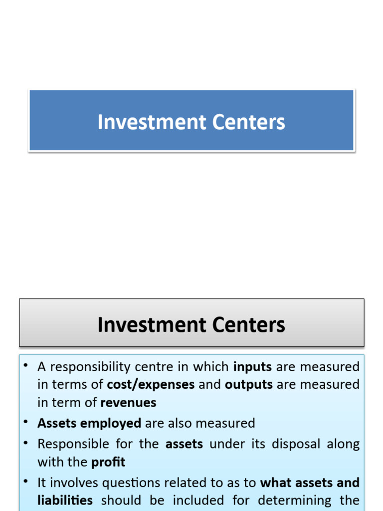 Investment Centres | PDF