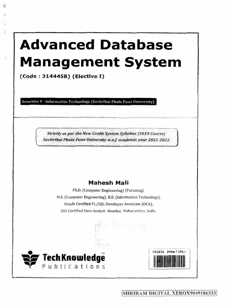Advanced data base mangement system pdf