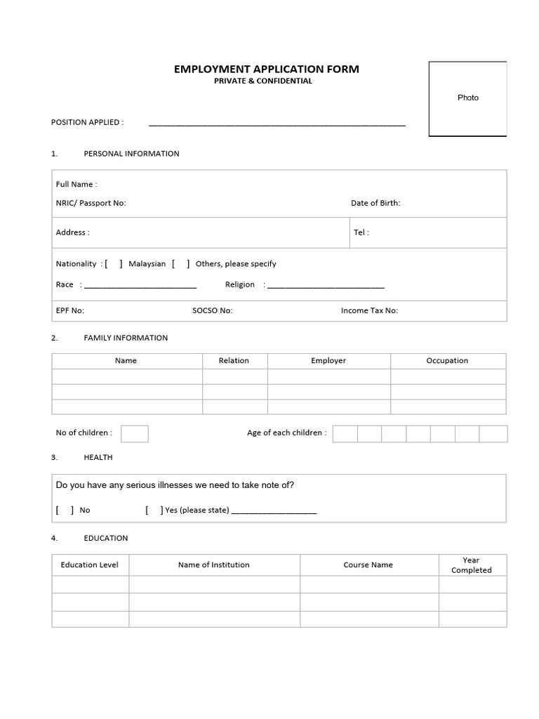 Job Application Form Template | PDF | Economies | Government