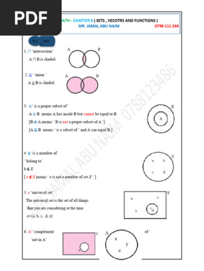 IGCSE Math: Sets, Vectors, Functions | PDF