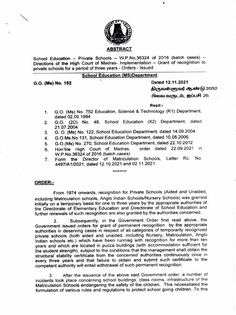 GO No 152 SEDMS 12.11.2021 | PDF