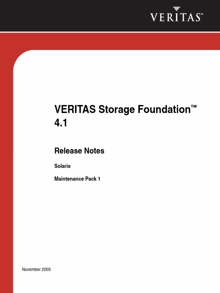VERITAS Storage Foundation 4.1: Release Notes | PDF | Computers