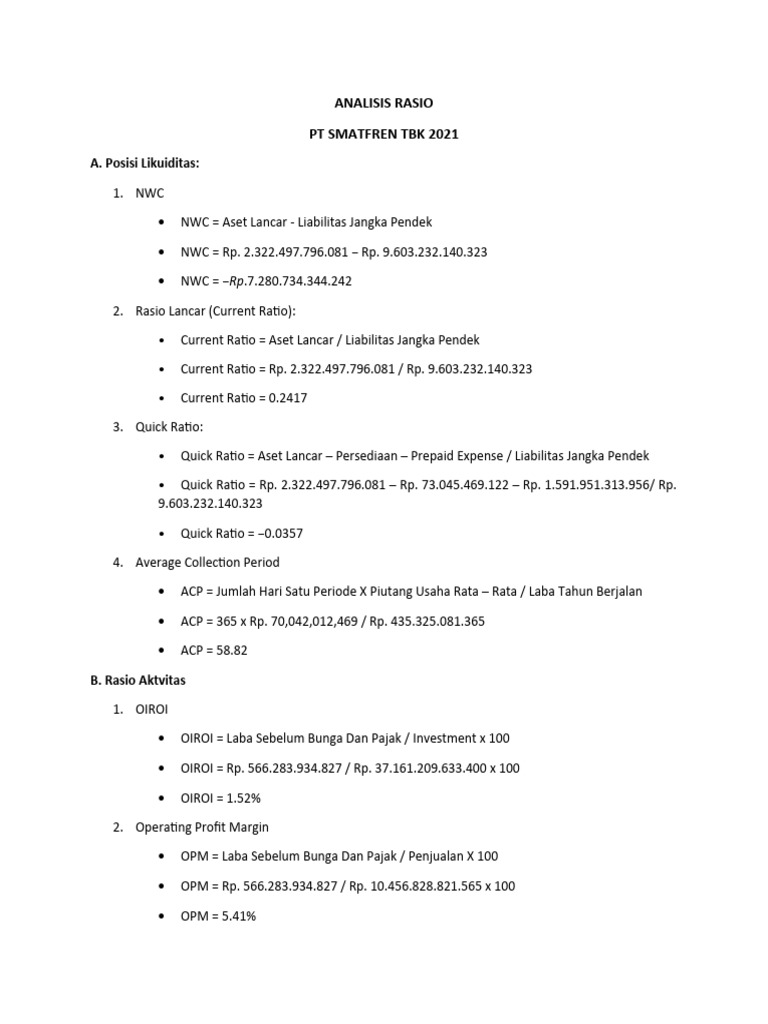 Analisis Rasio Keuangan PT Smartfren 2021-2022 | PDF | Pengelolaan ...