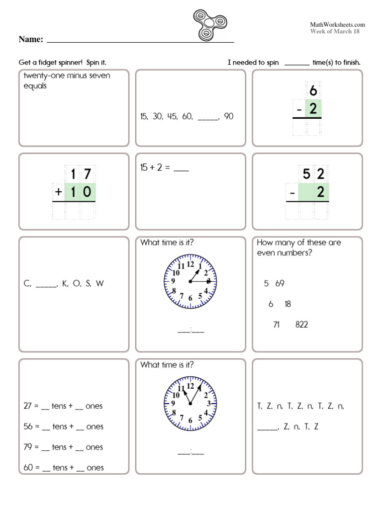 Math Worksheets for March 18 Week | PDF