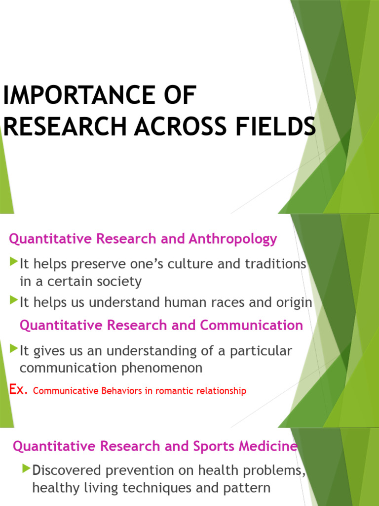 IMPORTANCE OF RESEARCH ACROSS FIELDS  PDF