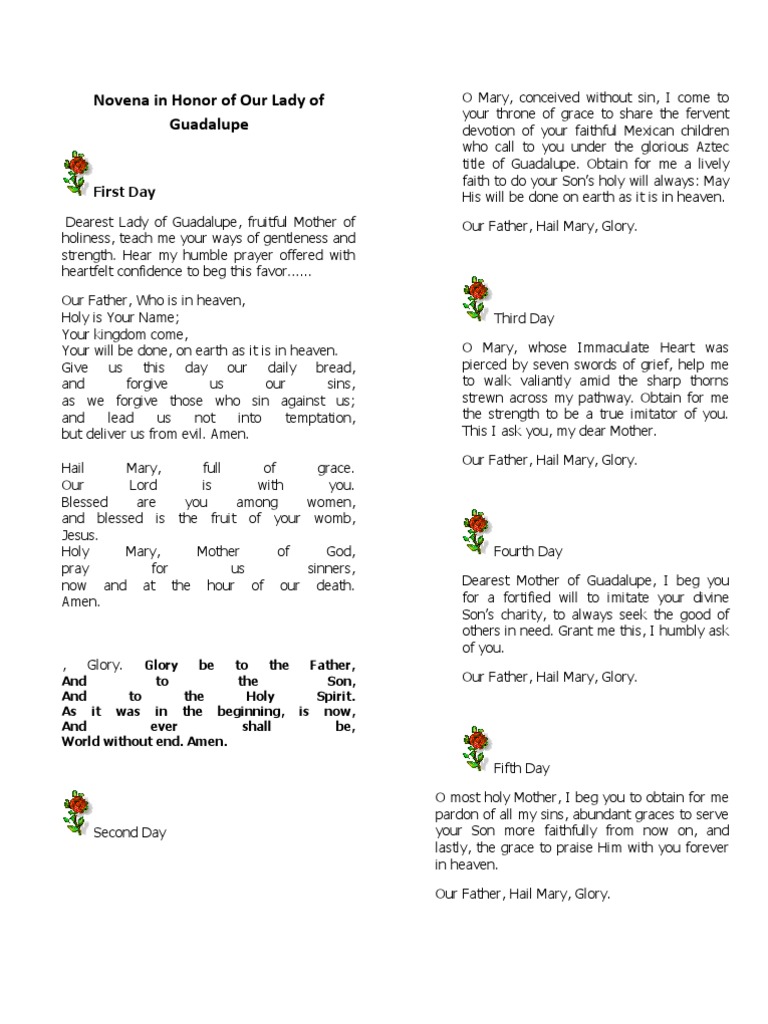 Novena Prayers to Our Lady of Guadalupe | PDF | Rosary | Mary, Mother ...