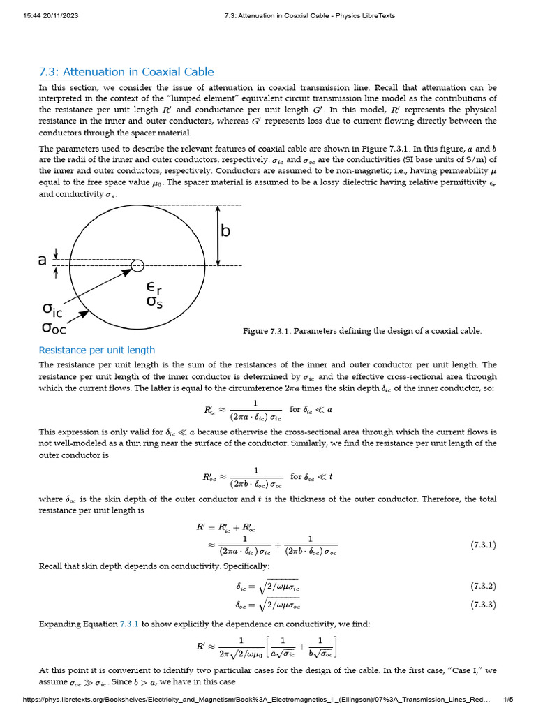 Attenuation in Coaxial Cable PDF