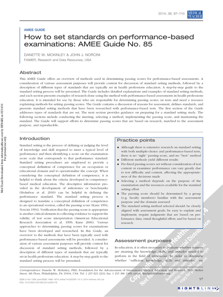 Setting Standards in Medical Assessments | PDF | Educational Assessment ...
