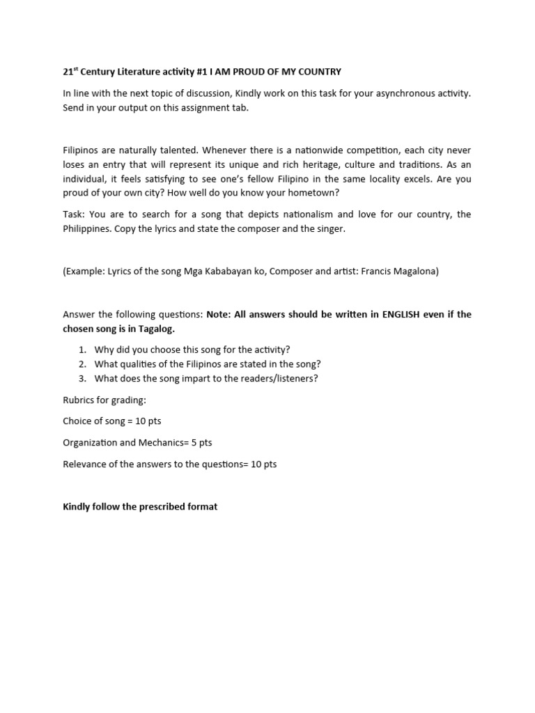 21st CentLit Act 1 I Am Proud of My Country | PDF | Language Arts ...