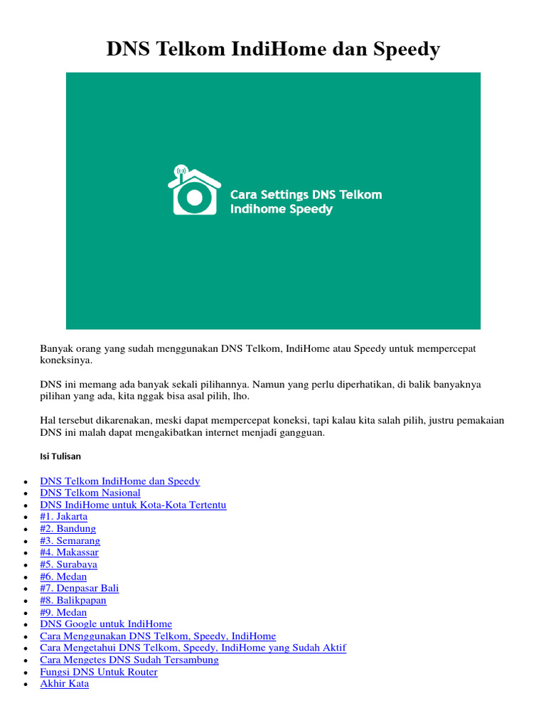 DNS Terbaik untuk Telkom IndiHome | PDF | Komputer