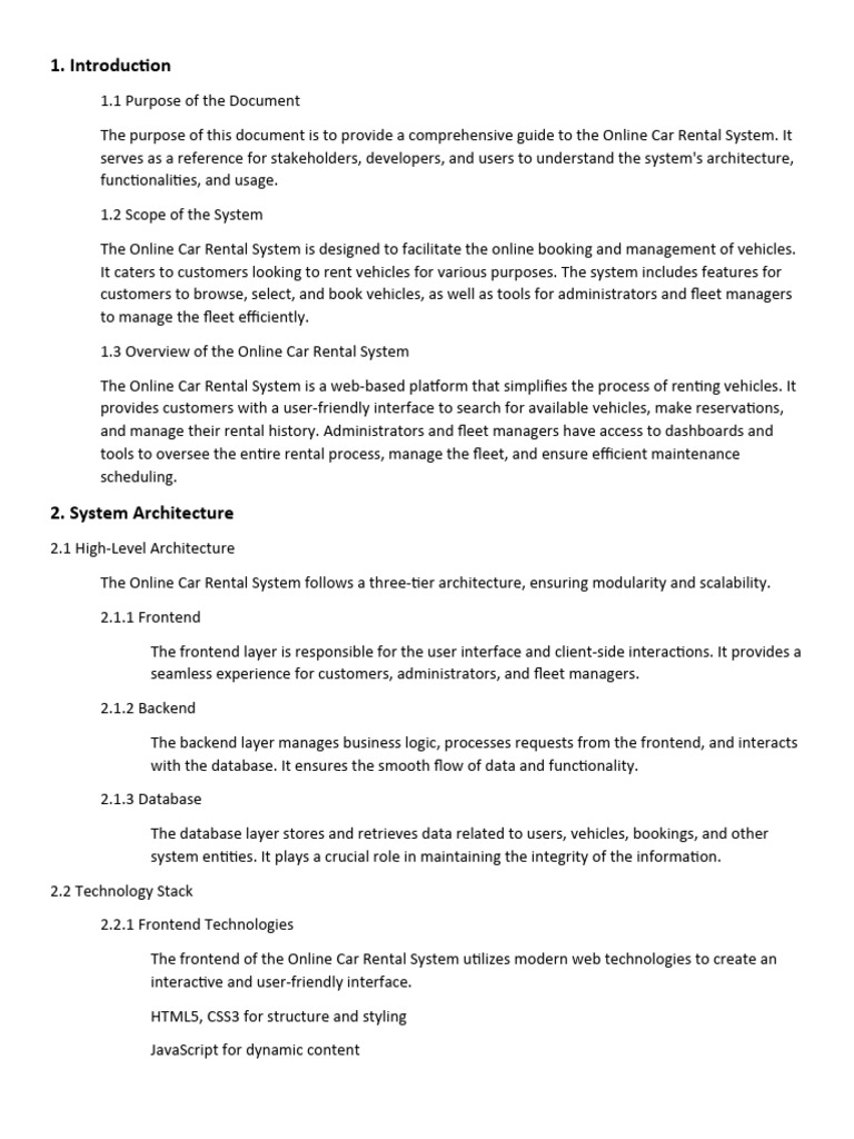 Car Rental System | PDF | Databases | Computer Science