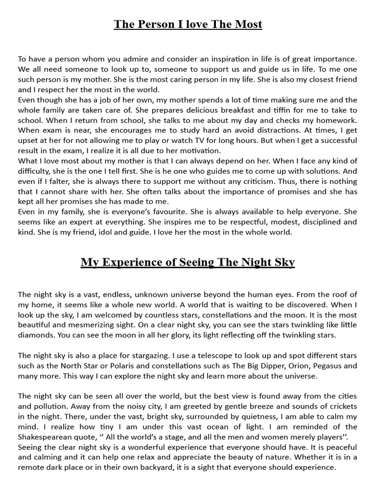 The Person I Love The Most | PDF