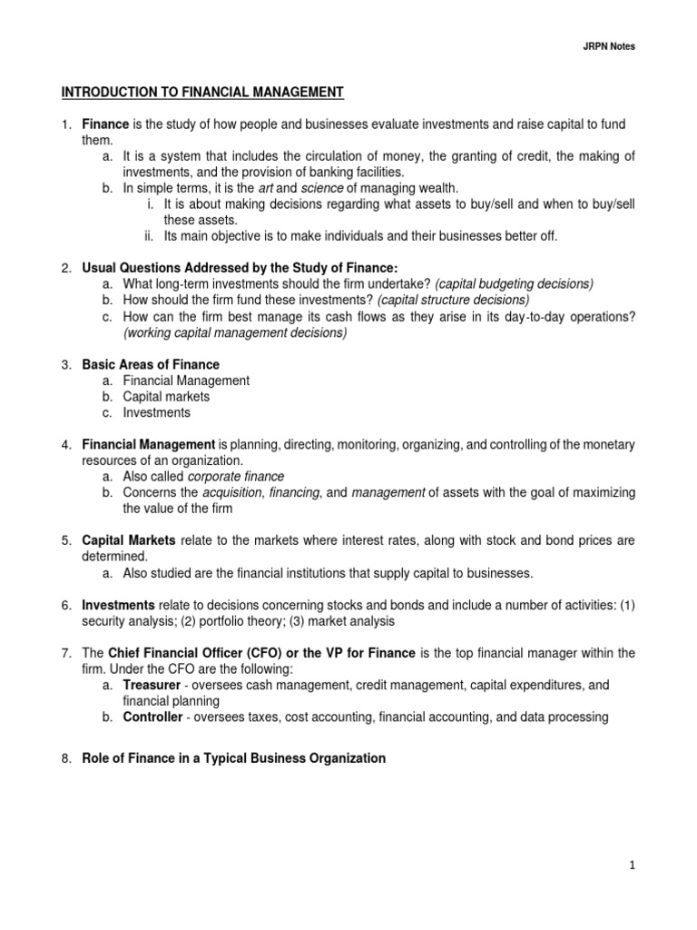 Introduction to Financial Management | PDF | Dividend | Financial Capital