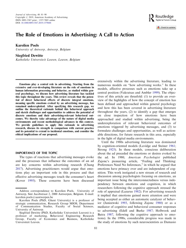The Role of Emotions in Advertising | PDF | Career & Growth | Self ...