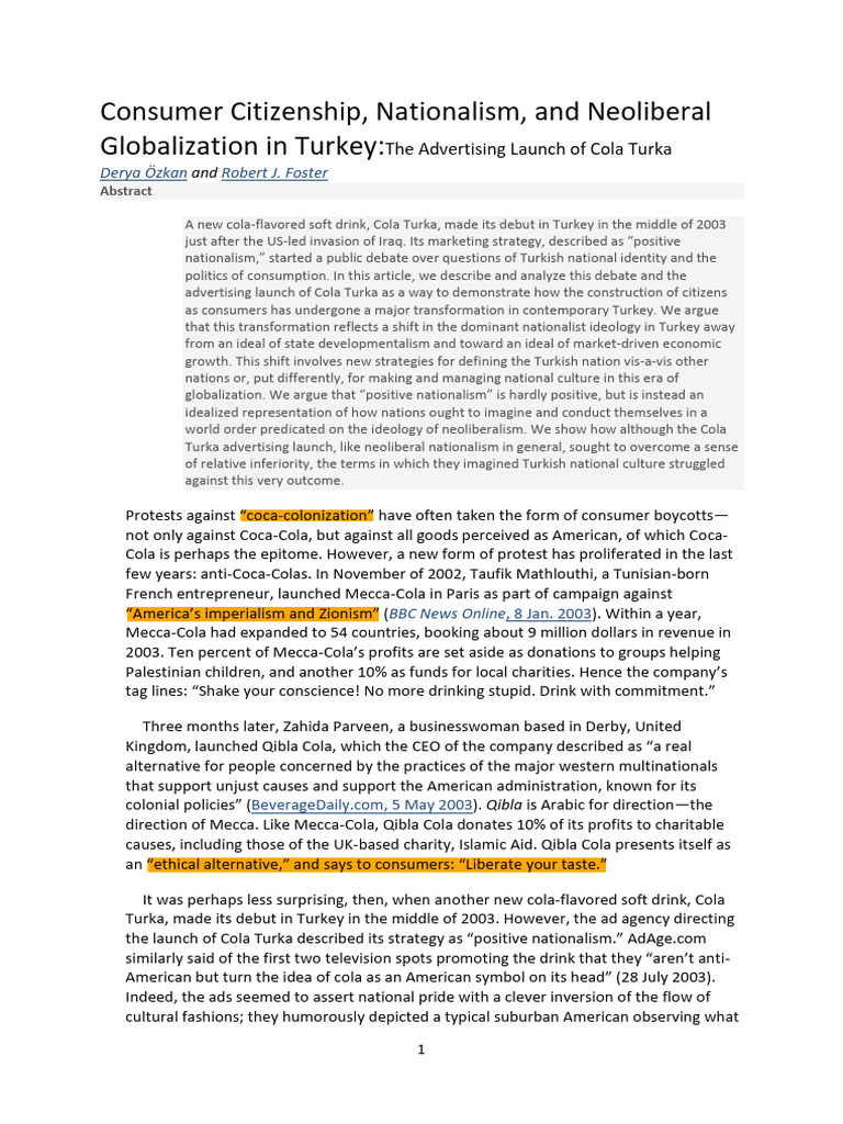 Consumer Citizenship Nationalism And Neoliberal Globalization In