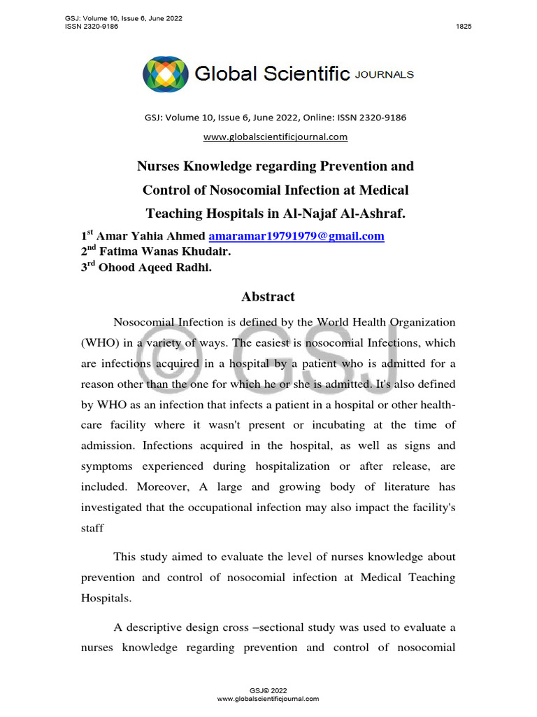 Nurses' Knowledge on Nosocomial Infection | PDF | Hospital Acquired ...