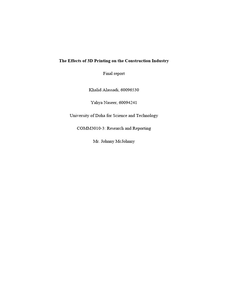 3D Printing's Impact on Construction Industry | PDF | 3 D Printing