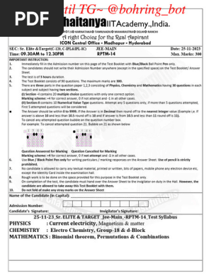 25 11 2023 SR Elite &amp; TargetC 120, C IPL &amp; IPL IC Jee Main RPTM 