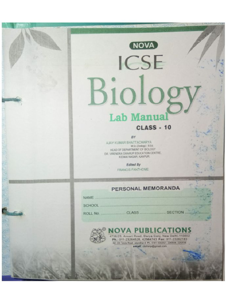 Class Xth Biology Practical File Pdf