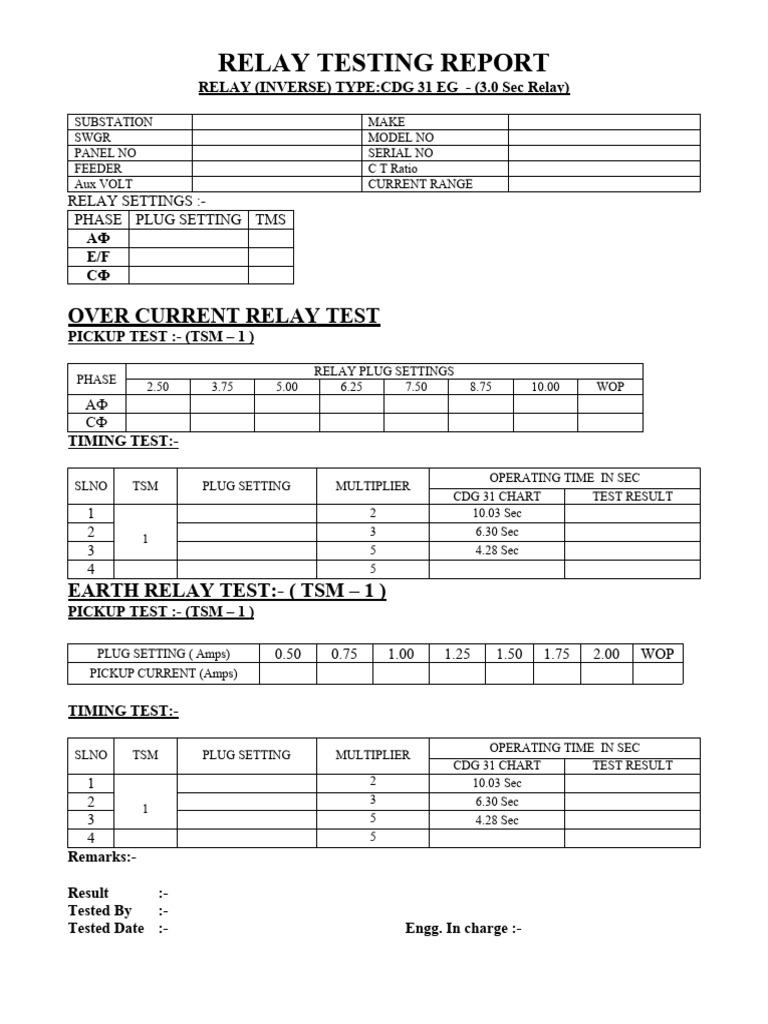 CDG 31 Relay Testing Report | PDF | Technology & Engineering