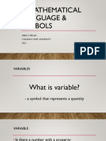 Unit 2. Math Language and Symbols