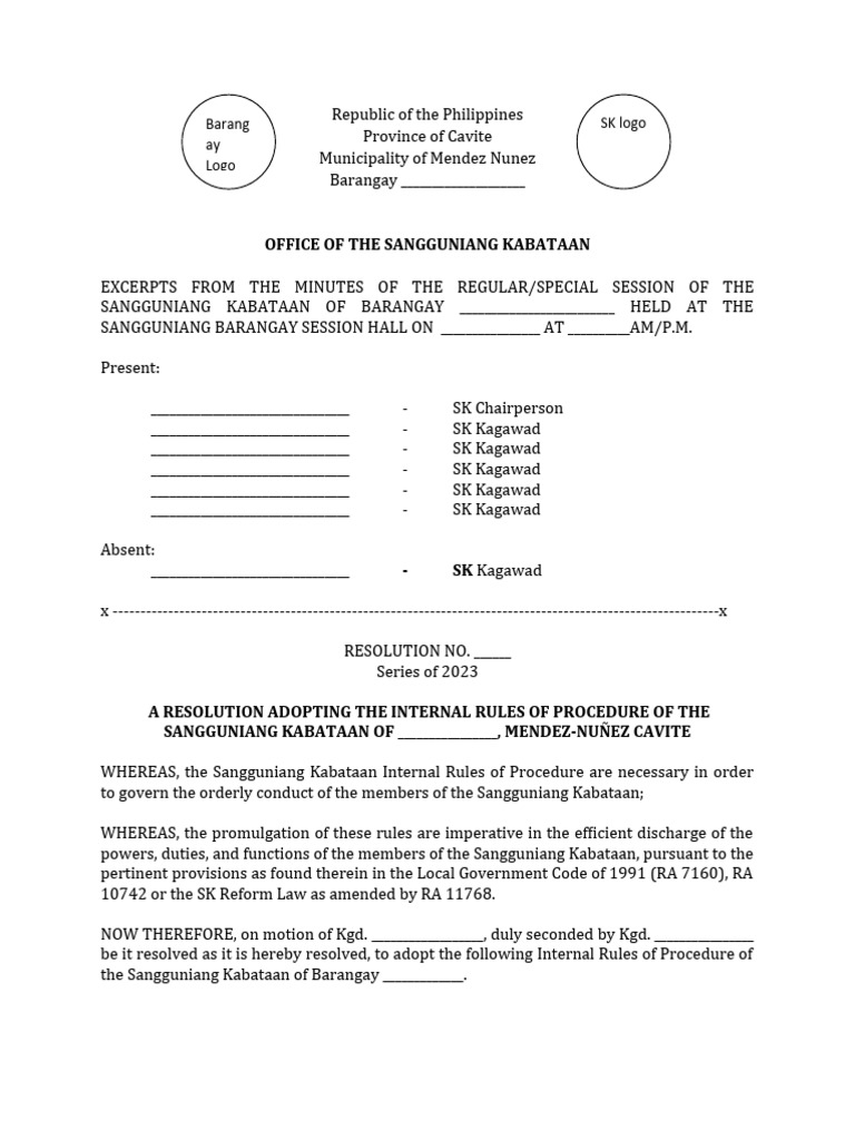 SK Internal Rules of Procedure 2023 | PDF | Quorum | Committee