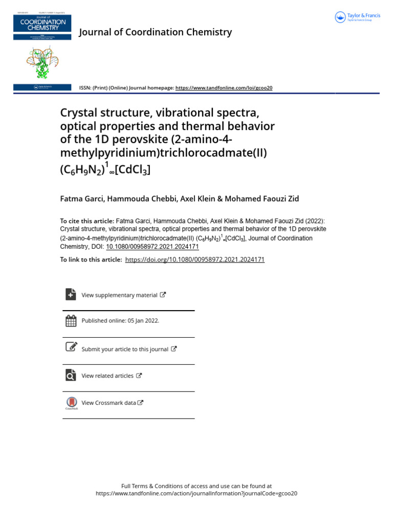 Article Coordination Perovskite | PDF | Infrared Spectroscopy | Ion