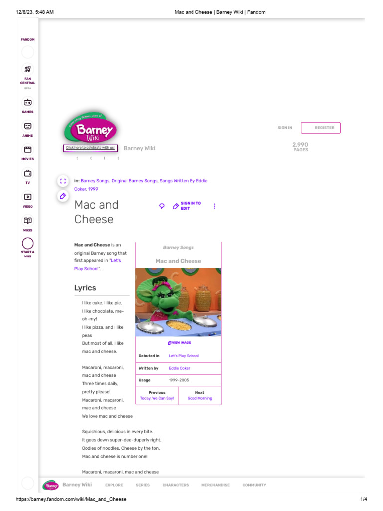 Mac and Cheese _ Barney Wiki _ Fandom PDF