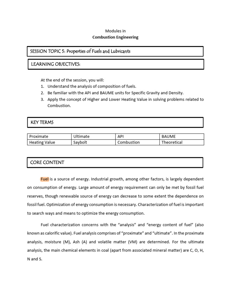 Fuel Analysis in Combustion Engineering | PDF