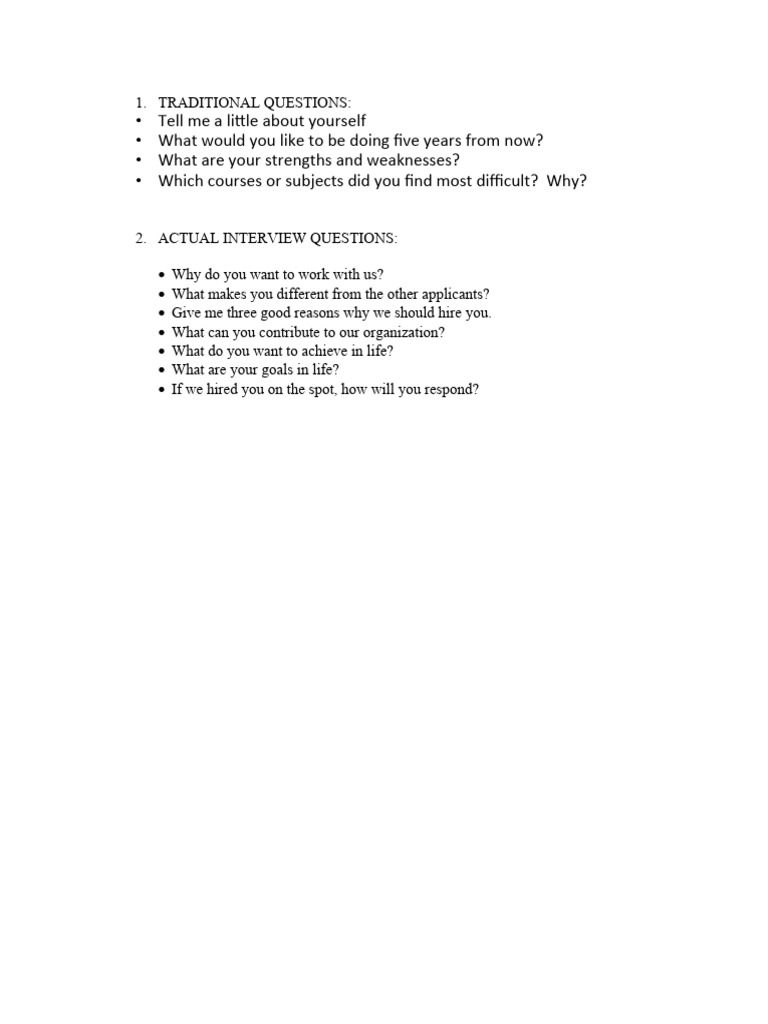 Actual Interview Questions PDF
