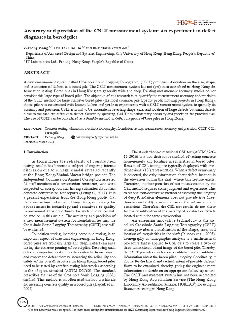 CSLT Accuracy for Bored Pile Testing | PDF | Deep Foundation | Accuracy ...