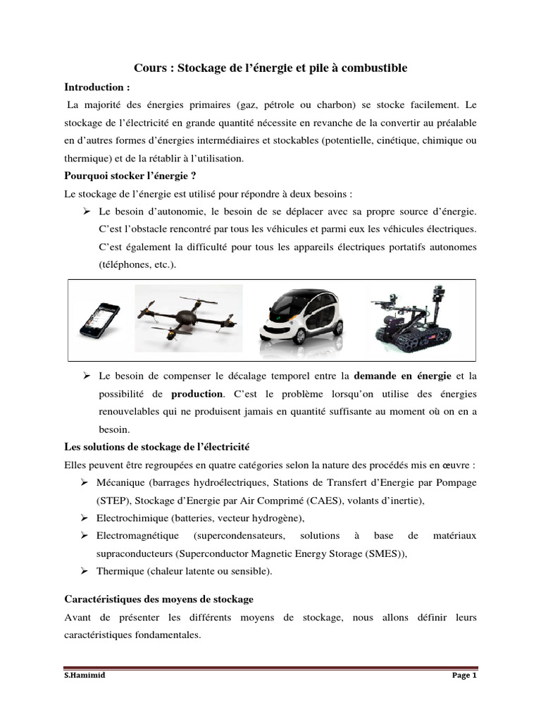 Cours sur le stockage d'énergie et batteries | PDF | Stockage de l ...