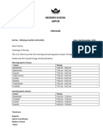 Revised Sports Timings W.E.F. 4th Dec.2023