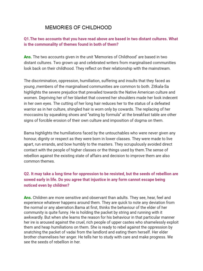 Memories of Childhood PDF