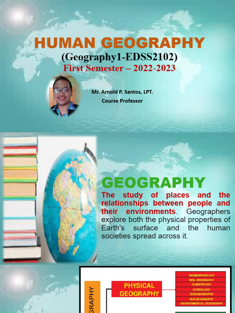 HUMAN GEOGRAPHY - Lesson 1 - Intro To Geography | PDF | Geography | Space