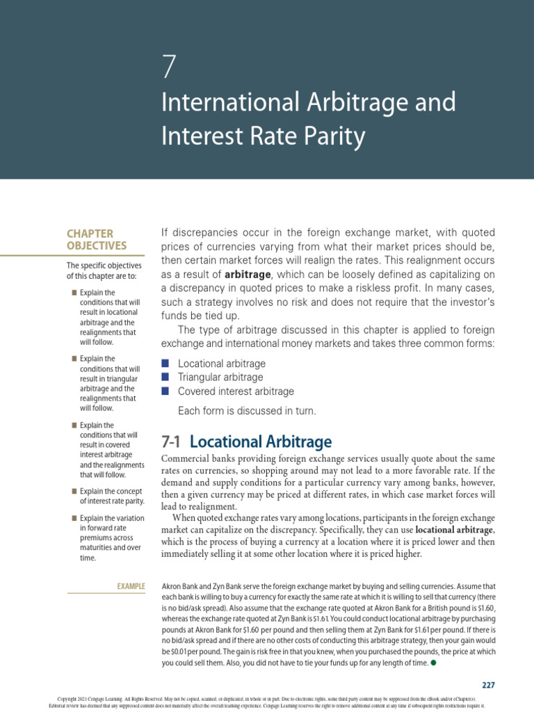 Chapter International Arbitrage and IRP | PDF | Exchange Rate | Arbitrage