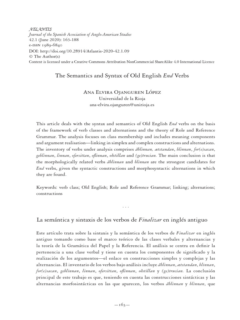 The Semantics and Syntax of Old English End Verbs | PDF | Ciencia ...