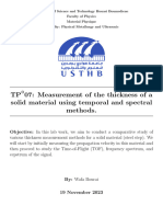 Measurement of The Thickness of A Solid Material Using Temporal and Spectral Methods.