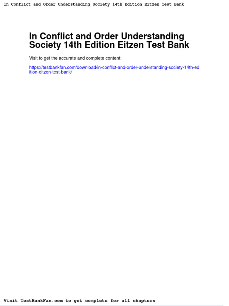 Full Download in Conflict and Order Understanding Society 14th Edition