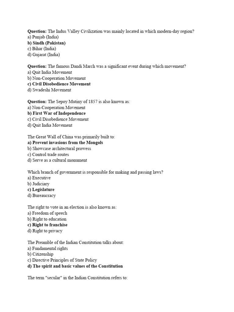 History Questions With Answers | PDF