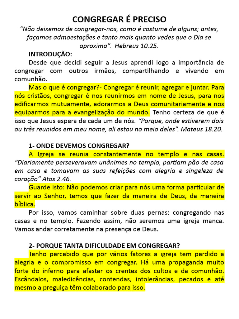 Congregar É Preciso | PDF | Igreja cristã | Jesus
