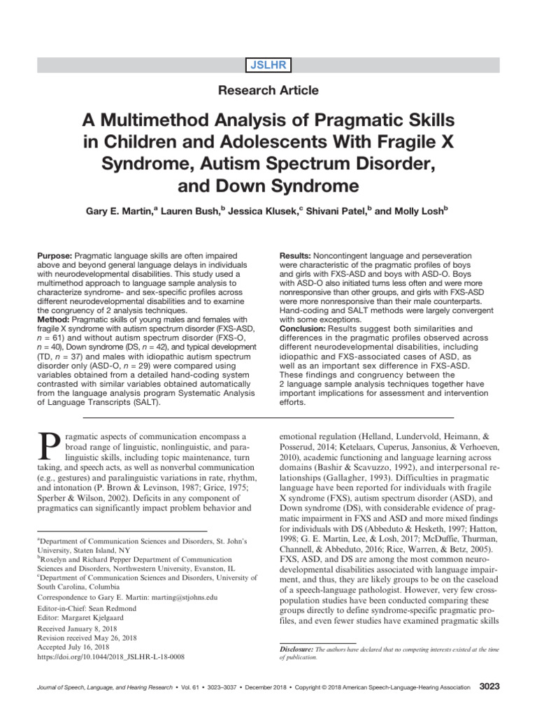 A Multimethod Analysis of Pragmatic Skills in Children and Adolescents ...