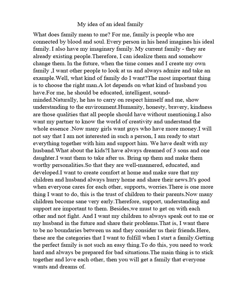 My Idea of An Ideal Family | PDF