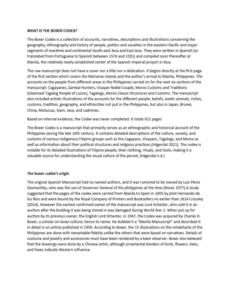 Overview of the Boxer Codex | PDF | Philippines | Southeast Asia